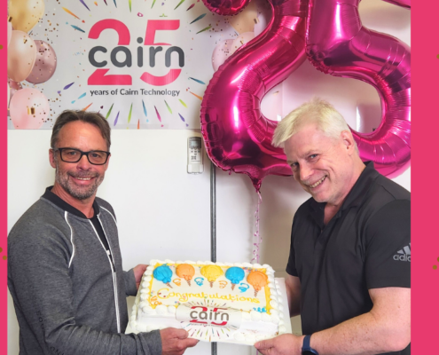Cairn Technology's directors celebrate 25 years as a supplier to the NHS and private hospitals.